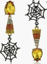 Betsey Johnson Just Treats Spider Web &amp; Candy Corn Mismatch Drop Earrings - $49.97