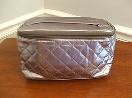 NEW Avon Silver Metallic Train Case Travel Bag 5.5 x 9 x 4.5 Make Up Cosmetics - $12.86
