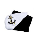 TC Navy Anchor Nautical Black and White Plush Baby Blanket - $29.07