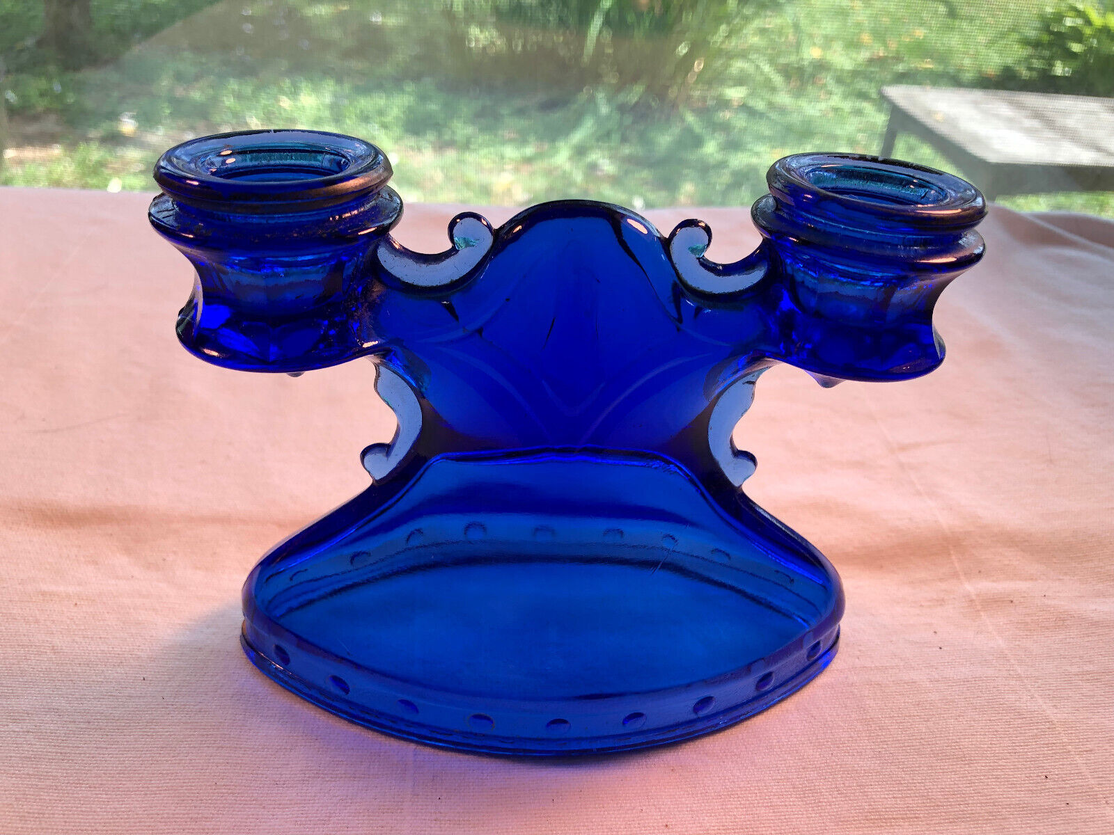 Vintage Cobalt Blue Mt Pleasant Double Candlestick Mint Everything Else 0145