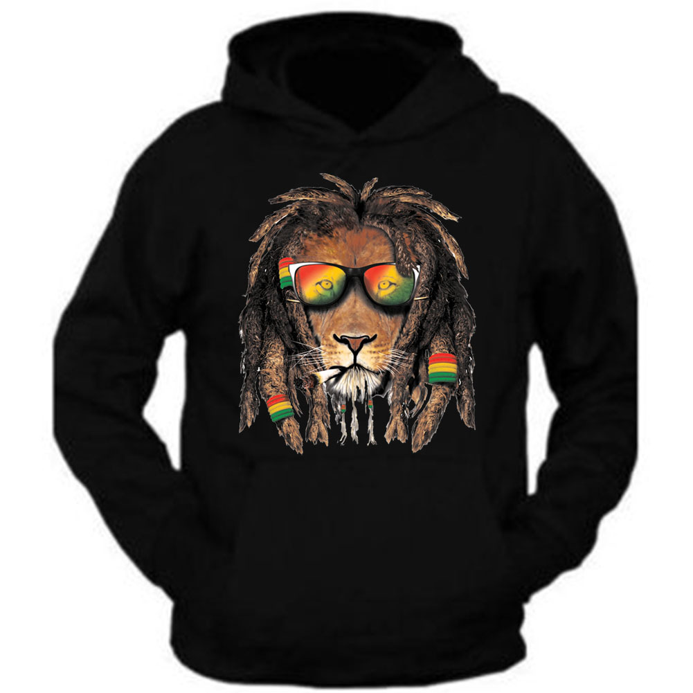 Bob Marley Smoking Joint Hoodie Rasta One Love Lion Zion