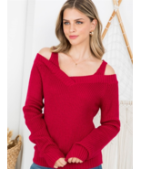 Wine Cold Shoulder Sweater Top - $30.00