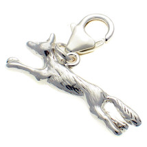 Sterling 925 British Silver Running Fox Charm Lobster Cip On Fit by Welded Bliss - $17.56