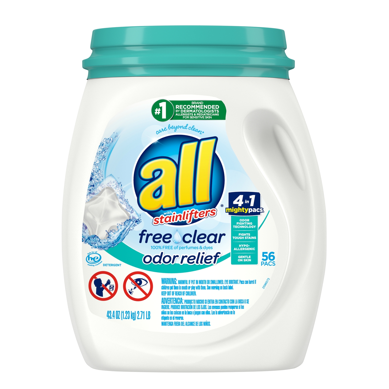 All Stainlifters Mighty Pacs Free Clear Odor Relief Laundry Detergent