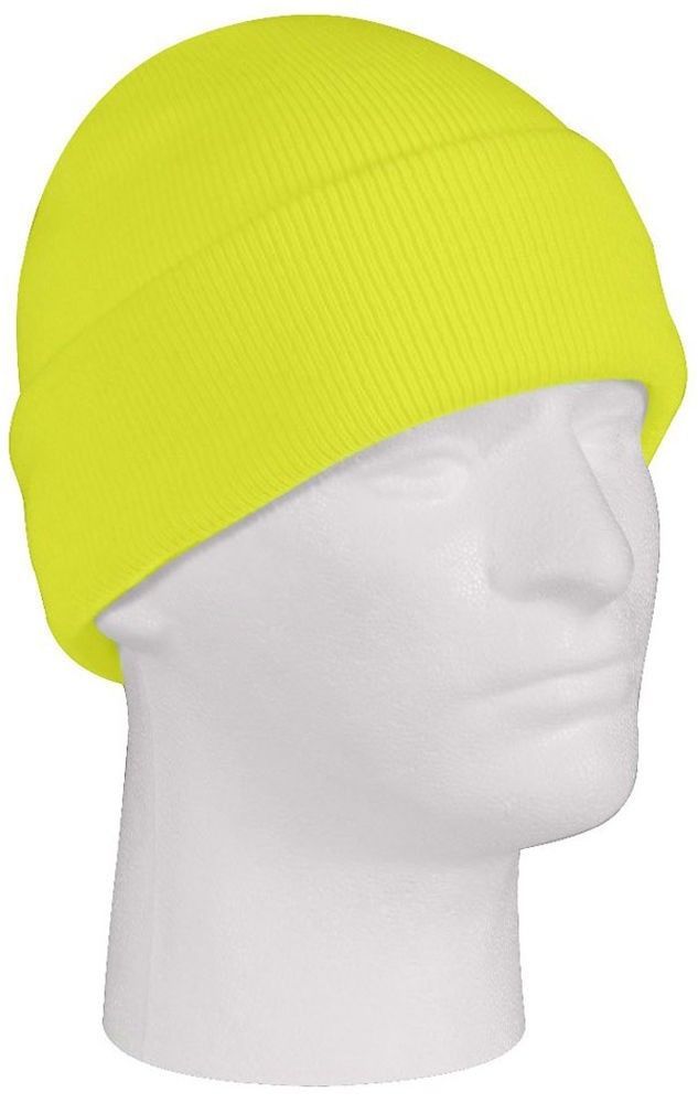 Safety Green Acrylic Watch Cap Fine Knit Neon Hi Vis High Visibility ...