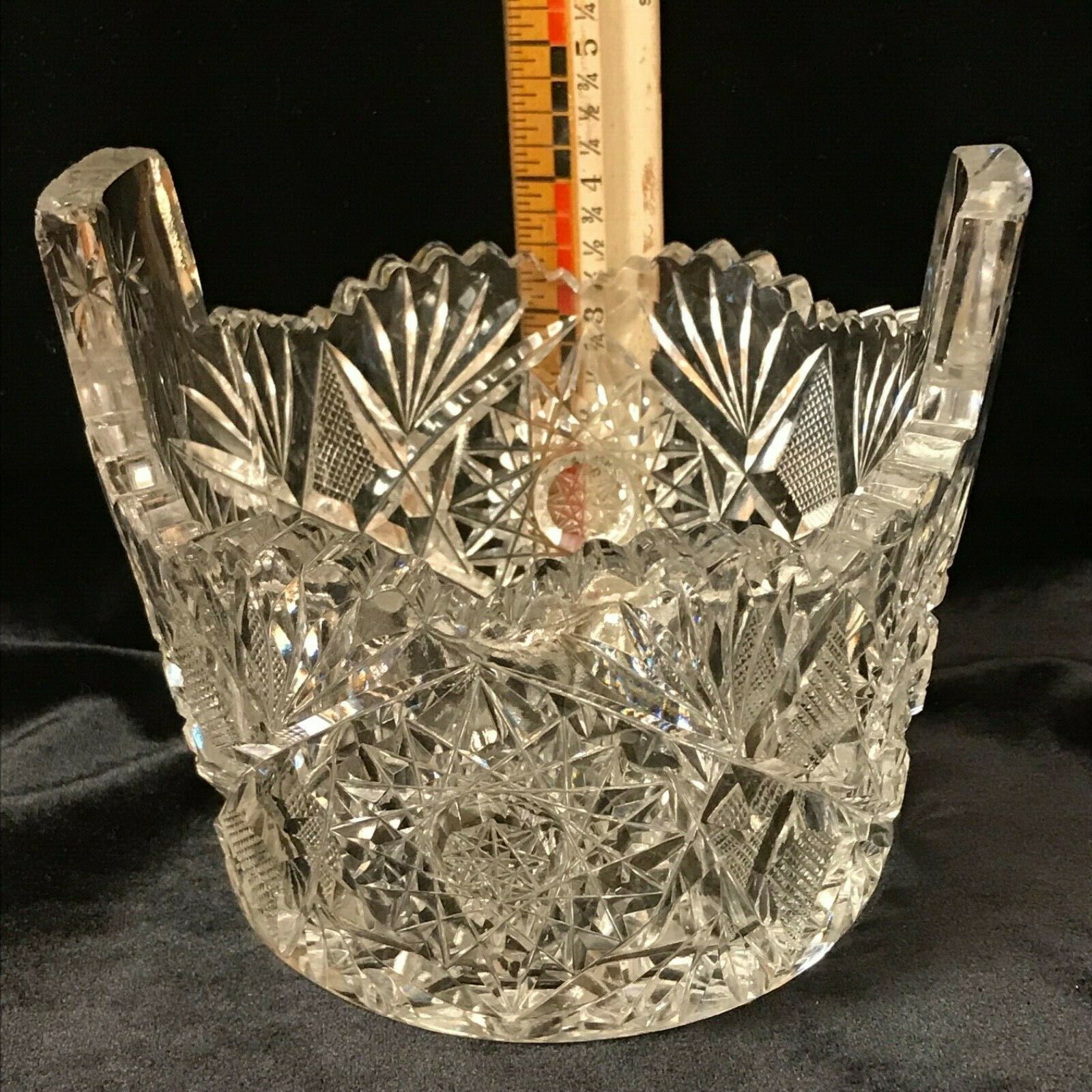 Antique ABP Cut Glass Ice Bucket Vase Sawtooth Starburst Deep Intricate