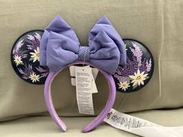  Disney Parks Minnie Mouse Lilac Faux Leather Ears Headband NEW image 1
