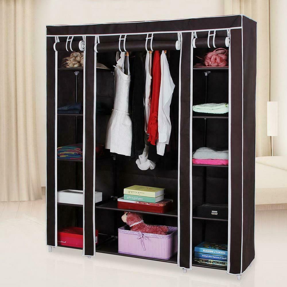 5 Tier Heavy Duty Portable Closet Wardrobe Clothes Rack Storage Organizer Shelf