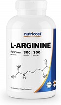 Nutricost L-Arginine 500mg, 300 Capsules - Gluten Free and Non-GMO - $44.50