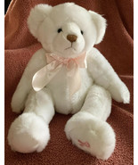 2002 APPLAUSE Plush Breast CANCER Awareness White Bear Embroidered Pink ... - $19.99