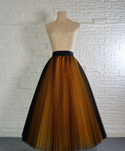 BLACK RED A-Line Midi Tulle Skirt Outfit High Waisted Full Pleated Tulle Outfit image 10