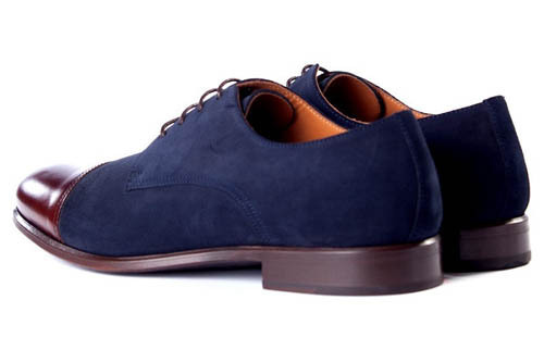 navy and brown shoes