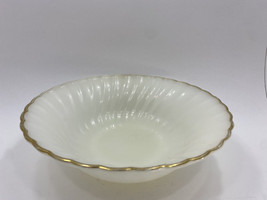 Anchor Hocking Fire King Scallop Gold Trim 8&quot; White Milk Glass Bowl - $20.00