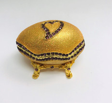 Cristiani Collezione Faberge Style Eggs with crystal Heart Trinket Box. - $21.99
