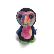 Ty Tucan Plush Stuffed Animal Glittery Black Pink 7" Long with Tags Toy Gift  - $10.69