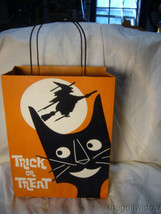 Bethany Lowe Large Tin Halloween Treat Bag Black Cat Witch image 2