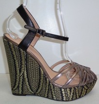 Pelle Moda Size 9 M ODELL Pewter Black Leather Platform Sandals New Wome... - $117.81