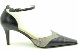 Anne Klein Women Pointed Toe Ankle Strap Heels Size US 7.5M Black Leather - $12.58