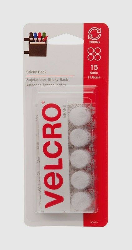 Velcro Hook and Loop Fastener 5/8 in. W White 15 pk Adhesive Backing 90070