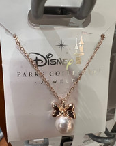 Disney Parks Minnie Mouse Faux Pearl Necklace Gold Color NEW