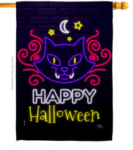 Neon Halloween Cat House Flag 28 X40 Double-Sided Banner - $36.97