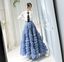 PINK Tiered Tulle Maxi Skirt Outfit Ruffle Multi Layered Tulle Skirt Wedding  image 7