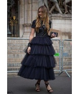 Black Layered Tulle Skirt Outfit High Waisted Tulle Skirt Wedding Plus Size - $90.09