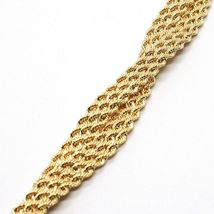 18K YELLOW GOLD BRACELET DOUBLE FLAT BRAID ROPE LINK, 7.50 INCHES, MADE IN ITALY image 5