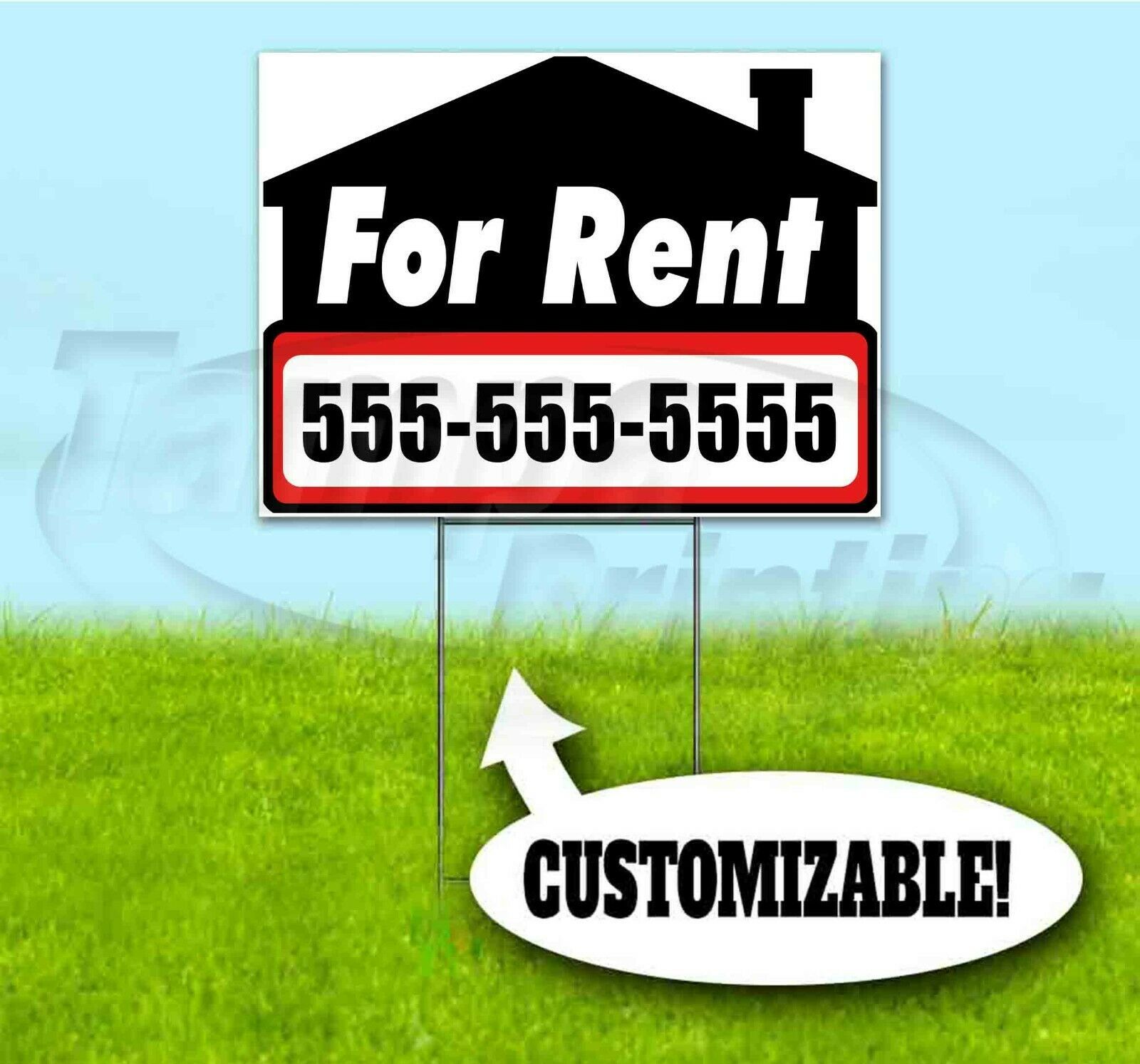 PROPERTY FOR RENT CUSTOM PHONE 18x24 Yard Sign WITH STAKE Bandit USA