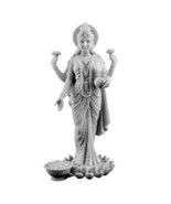 LAKSHMI STATUE 10&quot; Hindu Indian Wealth Goddess White Marble Finish Resin... - $69.95