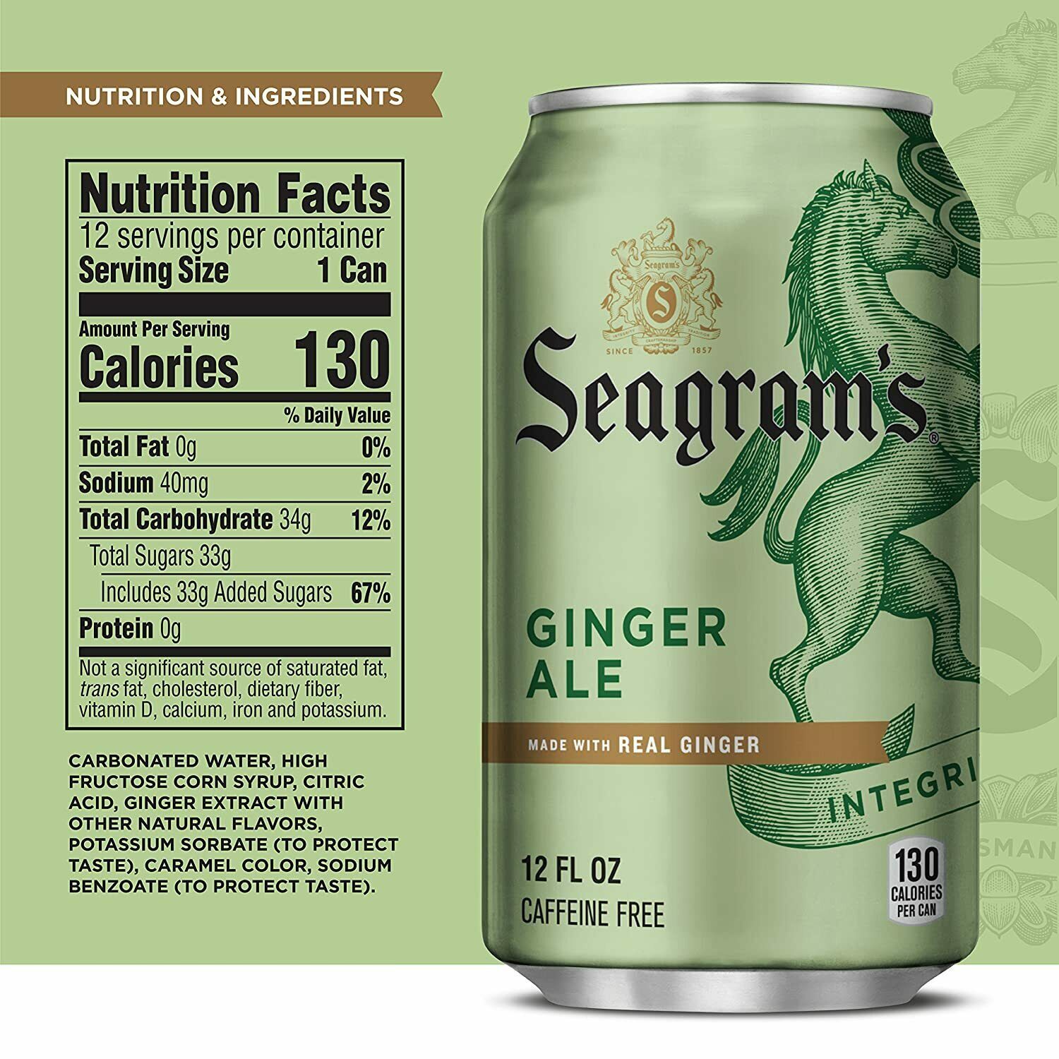 Seagram's Ginger Ale 12 oz Cans (Pack Of 12) Soft Drinks