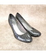 LifeStride Womens Parigi  Size 8.5 Gray  Slip On Croc Print 3&quot; Heel Pumps - $16.99