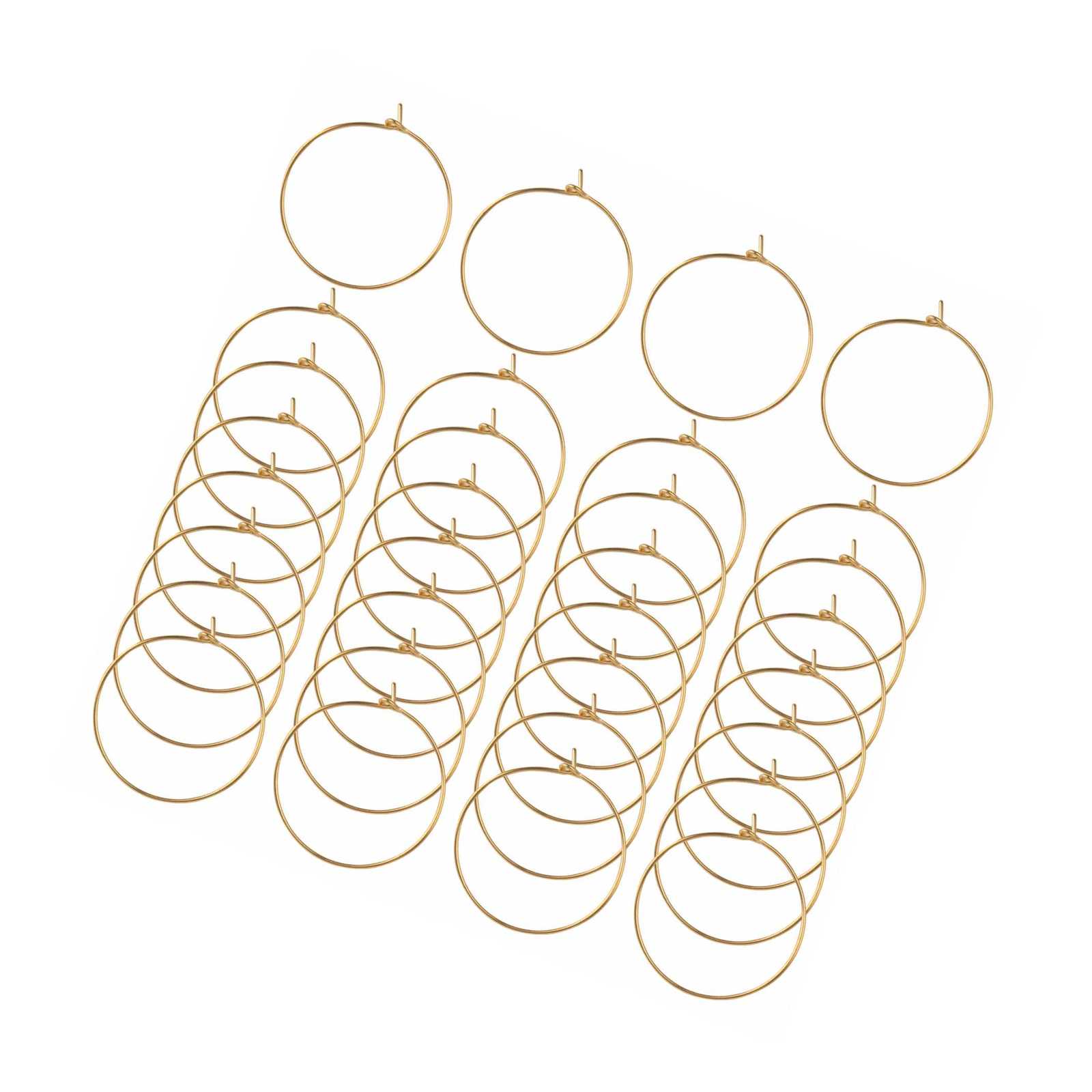 100 Pieces Gold Glass Charm S Ear Hoops 25Mm