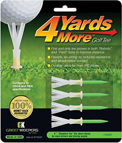 3 - 4 Yards More Golf Tee 4 inches long, 4-Pack of tees