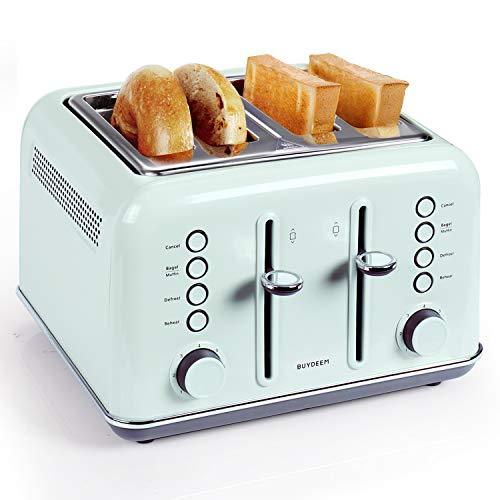 BUYDEEM DT6B83G 4Slice Toaster 丨Extra Wide Slots丨Teal Stainless Steel