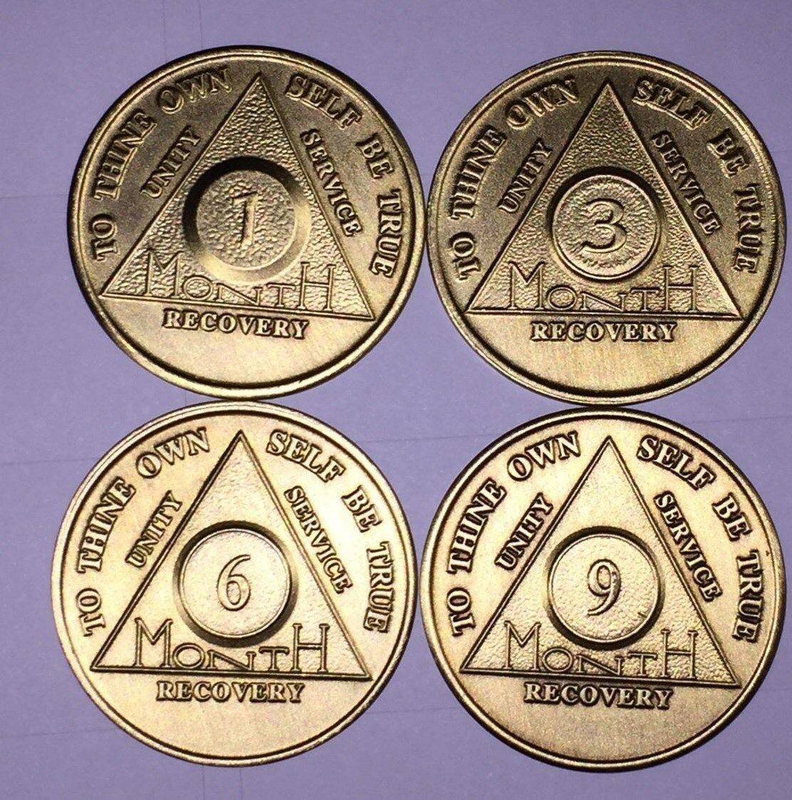 AA Alcoholics Anonymous Medallion Chip Set 30 90 180 1 3 6 9 Months Coin Coins