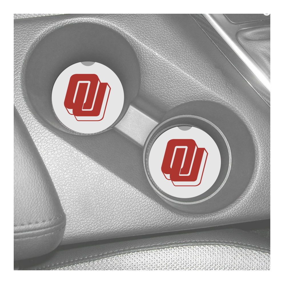 OKLAHOMA SOONERS RUBBER CAR COASTERS SET (2) BIG 12 Coasters