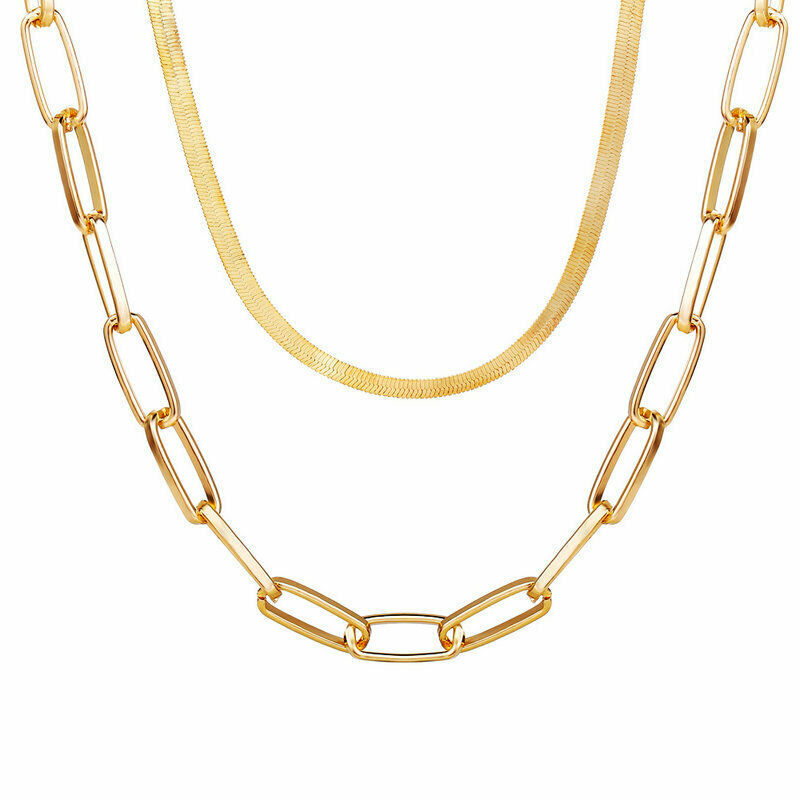 Men&Women's Genuine 18K Rose Gold Filled 4mm wide Herringbone Chain Necklace Q14