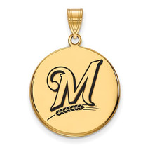 SS w/GP MLB  Milwaukee Brewers Large Enamel Disc Pendant - $81.81