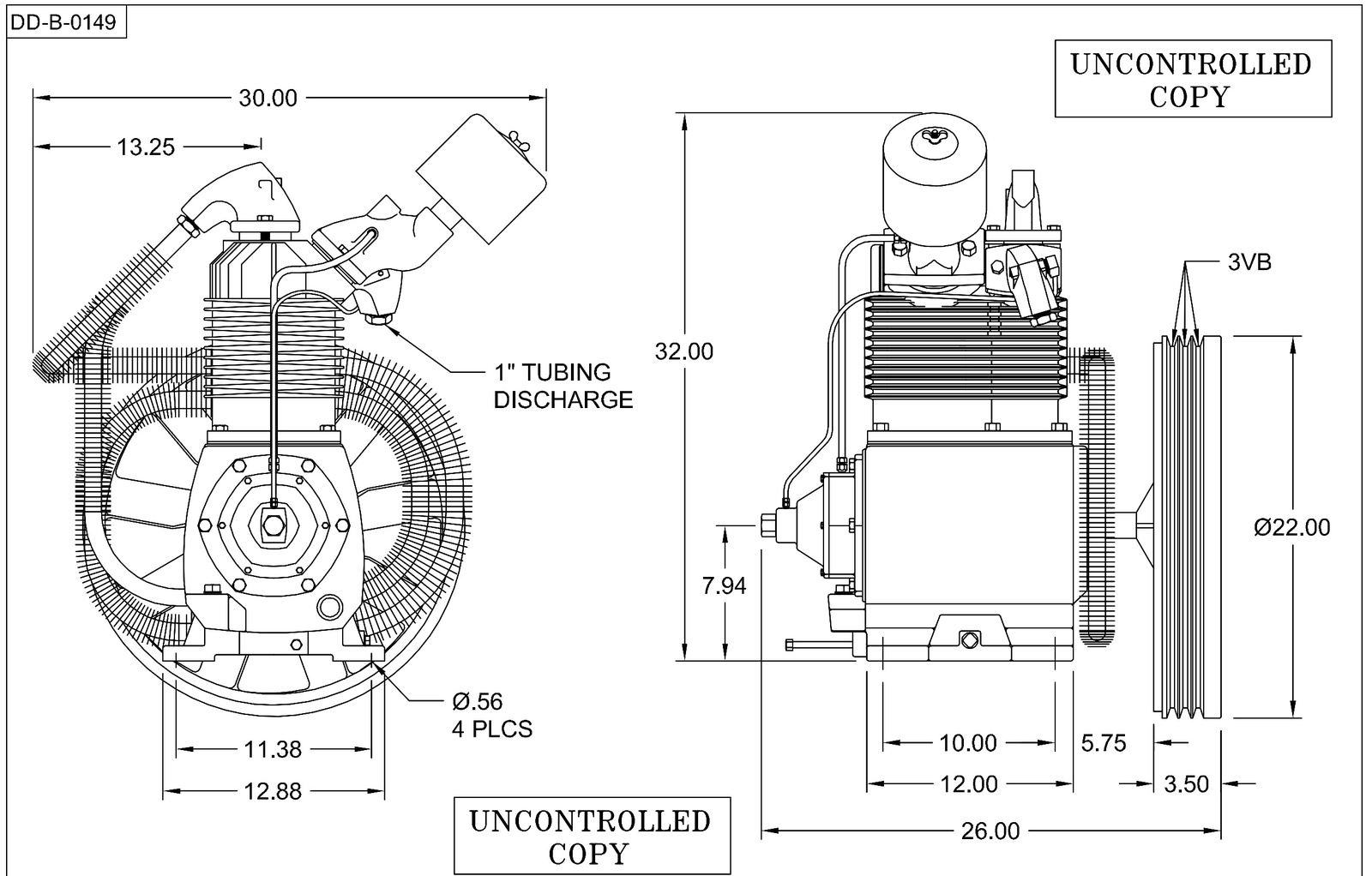 Champion R40A 15Hp Replacement Air Compressor Pump with Head Unloaders