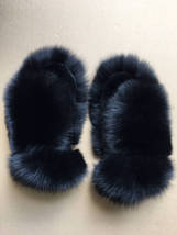Black Fox Fur Mittens with Sheared Beaver Saga Furs Adjustable Unisex Mittens image 2