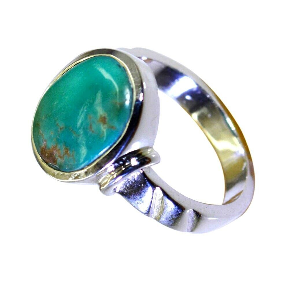 Natural Sterling Silver Turquoise Ring Oval Shape Bezel Style Handamde ...