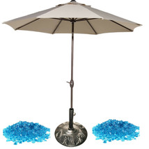 Delux patio furniture accessories 3pc 9ft umbrella 30lbs fireglass 50lbs base image 1