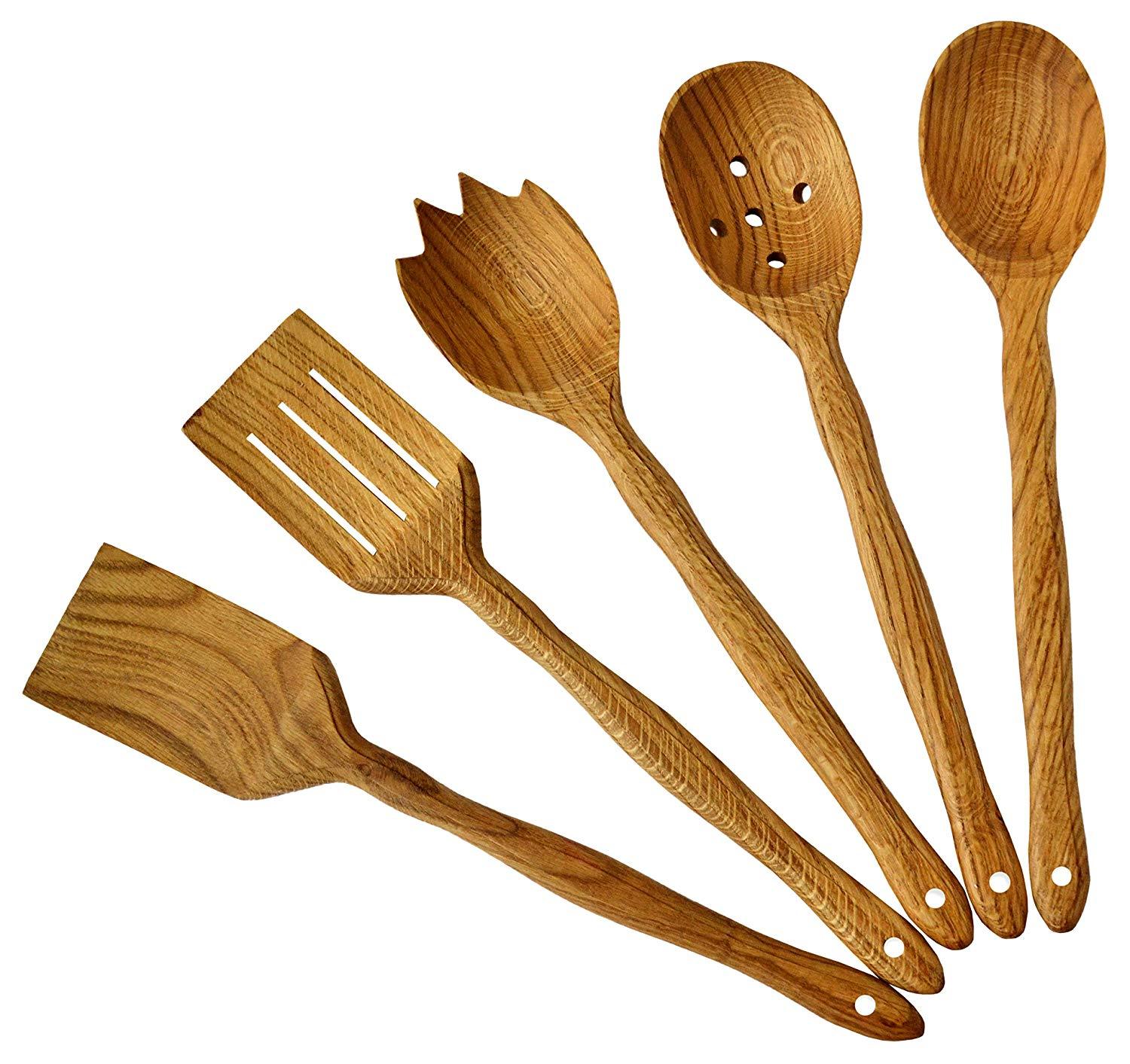 Handmade Utensil Set. Wooden Cute Kitchen Utensils Set 14"/35 cm. Oak