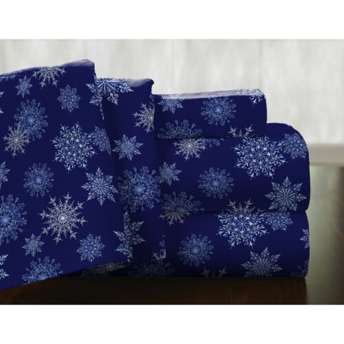 NEW Twin XL Full Queen Cal King 4pc Snowflakes Xmas Winter Flannel Sheet Set NWT - Sheets ...