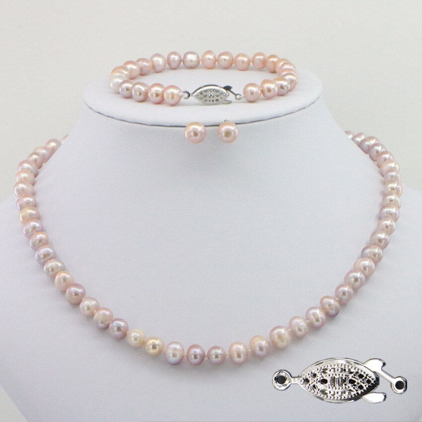 WUBIANLU 4 Colors New Charming Women Hot Sale 7-8mm White Real Pearl Necklace Br