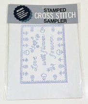 Vtg Bucilla Stamped Cross Stitch Sampler Love Will Flower... - $8.68