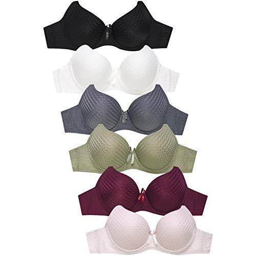 Mamia Womens Full Cup Push Up Lace Bras Pack Of 6 Isabelle 30a Fashion 