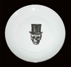 4 Skulls in Top Hats Real Gold Trim 10-1/2" Smooth HaPorcelain DINNER Plates NIB - $62.99