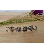 925 Silver Cat Ear Jacket Earrings, Animal Earring Jackets, Women Jewelr... - $28.00